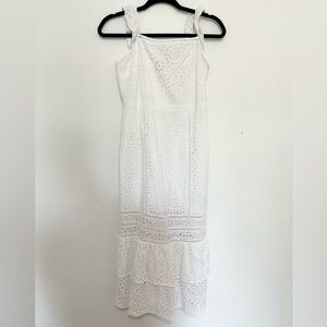 Banana Republic White Tiered Midi Sundress bodycon eyelet white size 00P